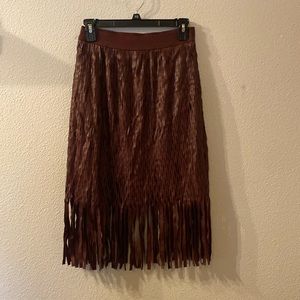 Do+Be fringe faux leather layered skirt size small